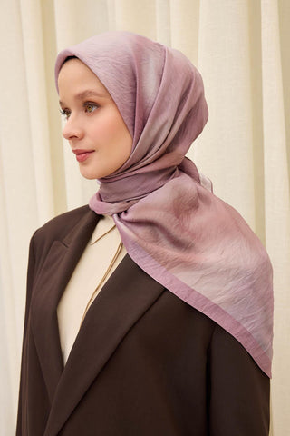 Viscose Velora Scarf, Four Seasons Kilim Pattern, Light Gray, 90x90 cm 