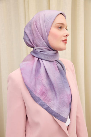 Viscose Velora Scarf, Four Seasons Kilim Pattern, Light Gray, 90x90 cm 