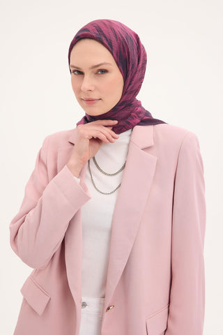 Velora Eşarp Sulu Boya Desen Fuşya 90X90