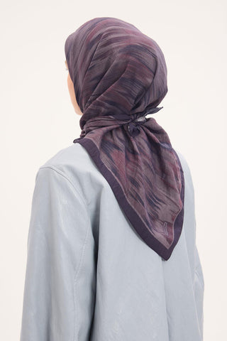 Viscose Velora Scarf, Four Seasons Kilim Pattern, Light Gray, 90x90 cm 