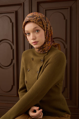 Velora Eşarp Vintage Damask Taba - Velora Eşarp - | Silk Home
