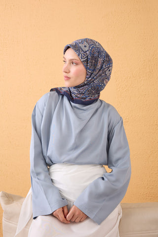 Velora Scarf Vintage Paisley Navy Blue