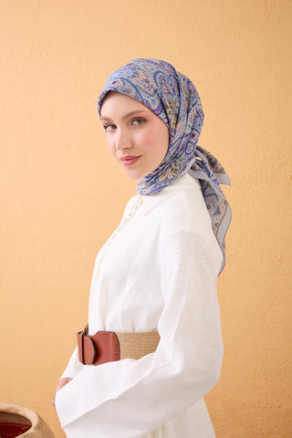Velora Eşarp Vintage Пейсли Синий Серый