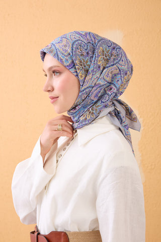 Velora Eşarp Vintage Пейсли Синий Серый