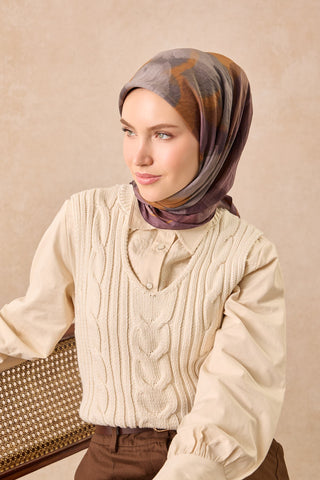 Velora Eşarp Watercolor Acı Kahve - Velora Eşarp - | Silk Home