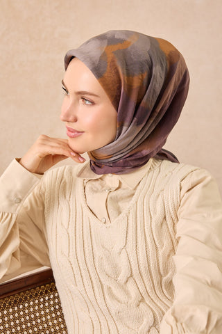Velora Eşarp Watercolor Acı Kahve - Velora Eşarp - | Silk Home
