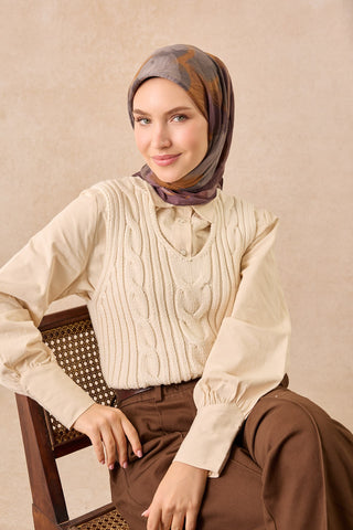Velora Eşarp Watercolor Acı Kahve - Velora Eşarp - | Silk Home