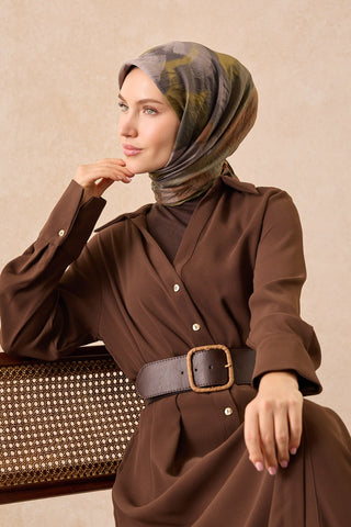 Velora Eşarp Watercolor Asker Yeşili - Velora Eşarp - | Silk Home