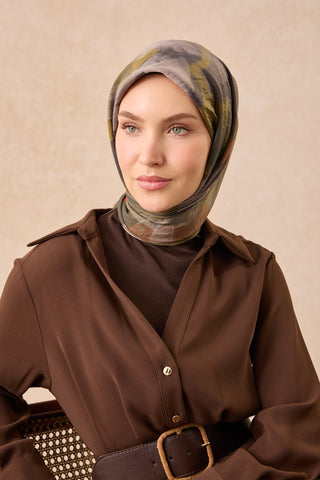 Velora Eşarp Watercolor Asker Yeşili - Velora Eşarp - | Silk Home