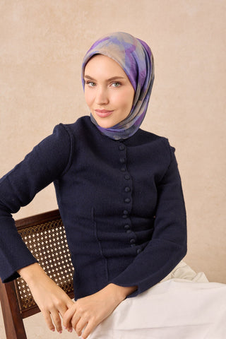 Velora Eşarp Watercolor Eflatun - Velora Eşarp - | Silk Home