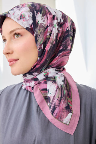 Velora Eşarp Watercolor Flower Gül Kurusu - Velora Eşarp - | Silk Home