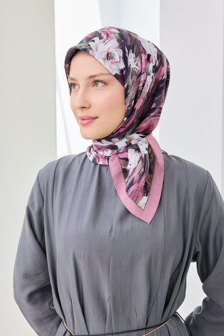 Velora Eşarp Watercolor Flower Gül Kurusu - Velora Eşarp - | Silk Home