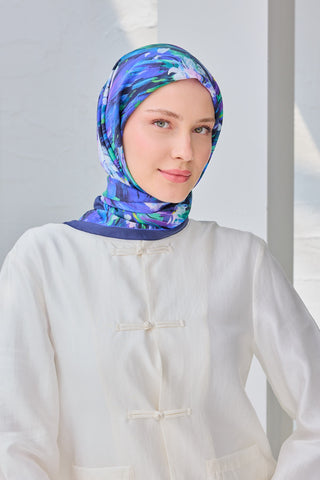 Velora Eşarp Watercolor Flower Mor - Velora Eşarp - | Silk Home
