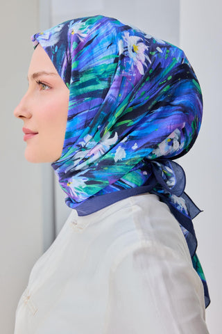 Velora Eşarp Watercolor Flower Mor - Velora Eşarp - | Silk Home