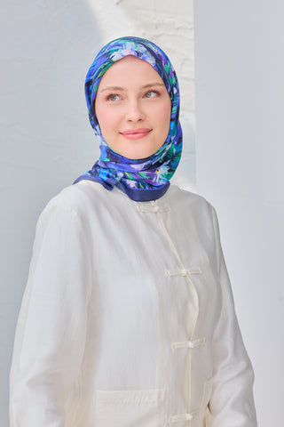 Velora Eşarp Watercolor Flower Mor - Velora Eşarp - | Silk Home