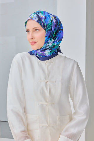 Velora Eşarp Watercolor Flower Mor - Velora Eşarp - | Silk Home