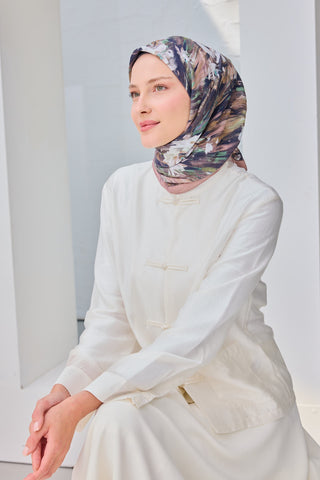 Velora Eşarp Watercolor Flower Pudra Vizon - Velora Eşarp - | Silk Home