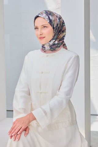 Velora Eşarp Watercolor Flower Pudra Vizon - Velora Eşarp - | Silk Home