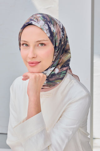 Velora Eşarp Watercolor Flower Pudra Vizon - Velora Eşarp - | Silk Home
