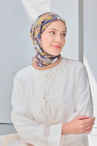Velora Eşarp Watercolor Flower Sütlü Kahve - Velora Eşarp - | Silk Home