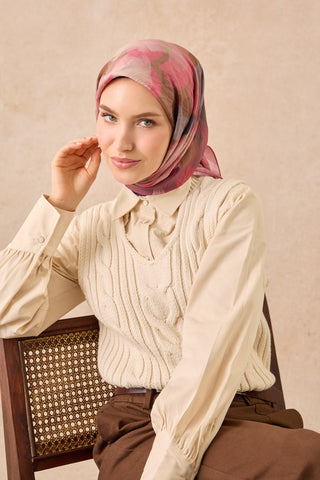 Velora Eşarp Watercolor Koyu Pembe - Velora Eşarp - | Silk Home