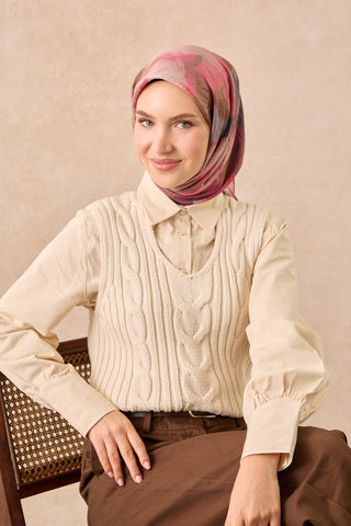 Velora Eşarp Watercolor Koyu Pembe - Velora Eşarp - | Silk Home