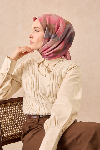 Velora Eşarp Watercolor Koyu Pembe - Velora Eşarp - | Silk Home