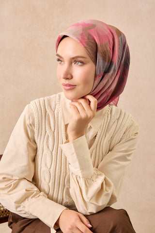 Velora Eşarp Watercolor Koyu Pembe - Velora Eşarp - | Silk Home