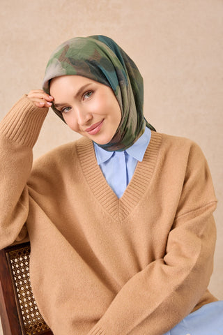Velora Eşarp Watercolor Koyu Yeşil - Velora Eşarp - | Silk Home