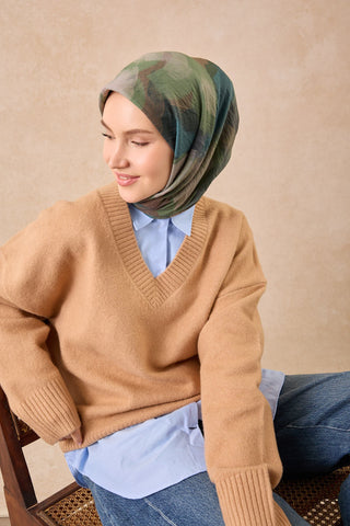 Velora Eşarp Watercolor Koyu Yeşil - Velora Eşarp - | Silk Home