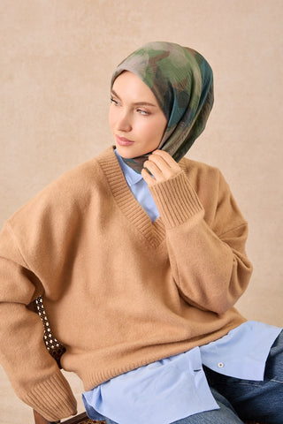 Velora Eşarp Watercolor Koyu Yeşil - Velora Eşarp - | Silk Home