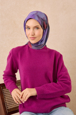 Velora Eşarp Watercolor Lacivert - Velora Eşarp - | Silk Home