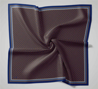 Viskon Aura Eşarp Koyu Indigo Zincir Desenli Tok Duruşlu 90X90