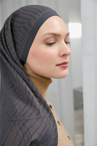 Viscose Velora Scarf Anthracite Dark Mink Textured Four Seasons 90x90
