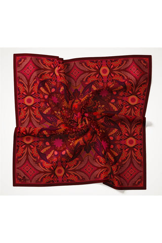 Viskon Velora Eşarp Bordo Desenli Tok Duruşlu Dört Mevsim 90X90