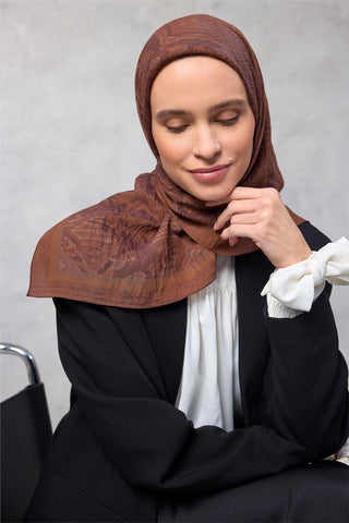 Viskon Velora Eşarp Dört Mevsim Karma Desen Tarçın 90X90 - Velora Eşarp - | Silk Home