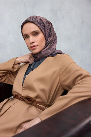 Viskon Velora Eşarp Dört Mevsim Karma Desen Antrasit Füme 90X90 - Velora Eşarp - | Silk Home