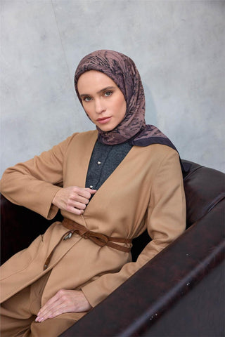 Viskon Velora Eşarp Dört Mevsim Karma Desen Antrasit Füme 90X90 - Velora Eşarp - | Silk Home
