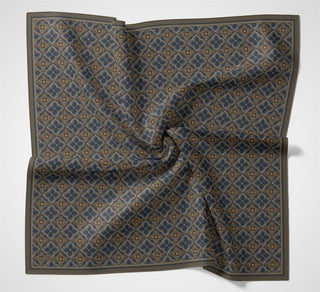 Viskon Velora Eşarp Yonca Desenli Gri Vizon Tonlu Tok Duruşlu 90X90 - Velora Eşarp - | Silk Home