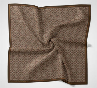 Viscose Velora Scarf, Powder Pink, Mink, Clover Pattern, Firm Structure, 90x90 cm.