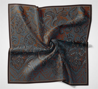Viscose Velora Scarf, Four Seasons, Antique Pattern, Coffee/Plum, 90x90 cm 