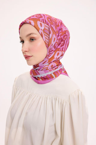 Viskon Velora Eşarp Dört Mevsim Antik Motif Desen Taba 90X90 - Velora Eşarp - | Silk Home