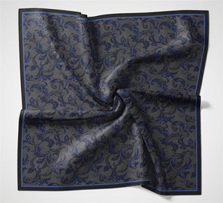 Viskon Velora Eşarp Dört Mevsim Barok Floral Desen Koyu Siyah 90X90 - Velora Eşarp - | Silk Home