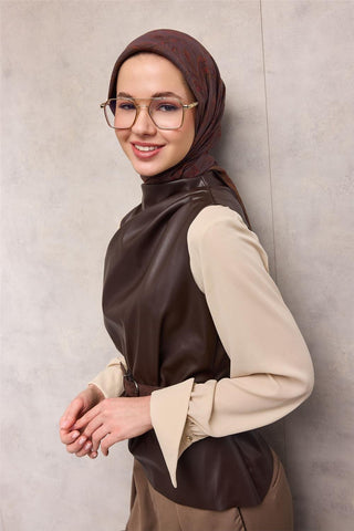 Viskon Velora Eşarp Dört Mevsim Barok Floral Desen Mürdüm 90X90 - Velora Eşarp - | Silk Home