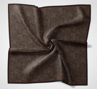 Viskon Velora Eşarp Dört Mevsim Barok Floral Desen Siyah Mor 90X90
