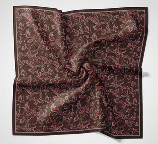 Viscose Velora Scarf, Four Seasons, Baroque Floral Pattern, Cherry Purple, 90x90 cm. 