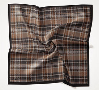 Viskon Velora Eşarp Dört Mevsim Ekose Desen Acı Kahve 90X90 - Velora Eşarp - | Silk Home