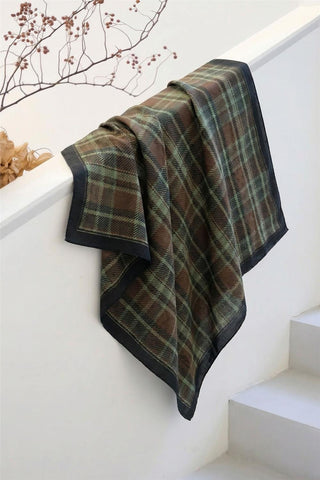 Viscose Velora Scarf, Four Seasons, Plaid Pattern, Anthracite, 90x90 cm 