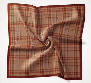 Viscose Velora Scarf, Four Seasons, Plaid Pattern, Coffee/Burgundy, 90x90 cm 