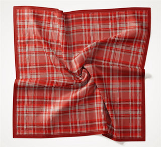 Viscose Velora Scarf, Four Seasons, Plaid Pattern, Dark Red, 90x90 cm 
